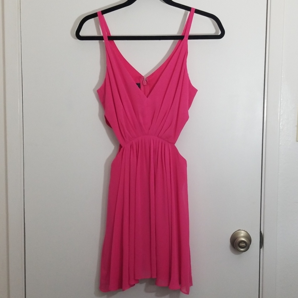 Bebe Hot Pink Cutout Skater Dress size 2